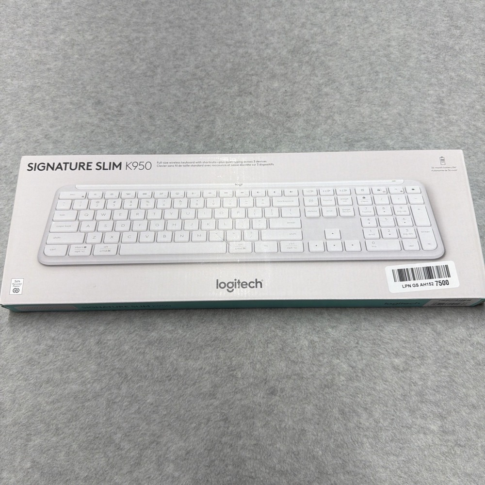 Logitech K950 Signature Slim Full-size Wireless Keyboard for Windows/Mac White